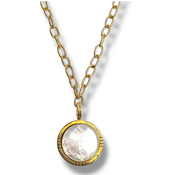 Dina Mackney - Mother of Pearl Hashtag Necklace