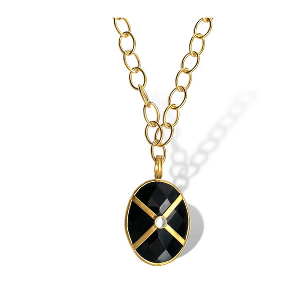 Dina Mackney - Necklace - Black Onyz Criss Cross Necklace