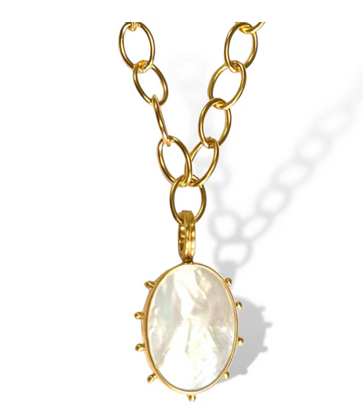 Dina Mackney - Mother of Pearl Pinwheel Necklace