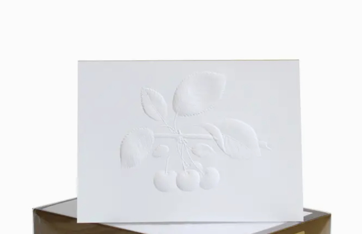 Greeting Cards - Cherries Blind Embossed Blank Card