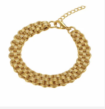 Bracelet - Satin Basket Weave Gold Bracelet