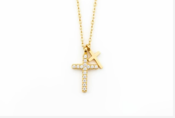Necklace - Two Crosses Gold Necklace