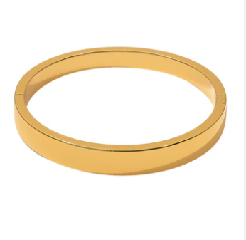 Bracelet - Gold Squared Edge Bangle - 8mm