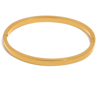 Bracelet - Gold Squared Edge Bangle - 4mm