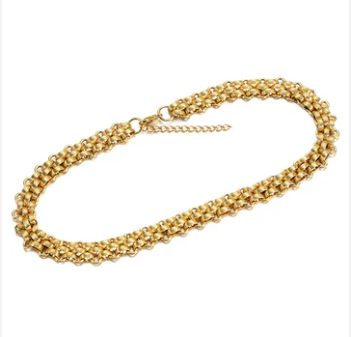 Necklace - Satin Basket Weave Gold Necklace