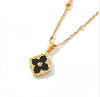 Necklace - French Cross Black Necklace
