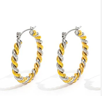 Earrings - Helixia Silver and Gold Hoop
