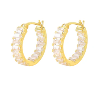 Earrings - Huggie Baguette Bling