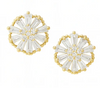 Earrings - Baguette Flower Studs - Gold