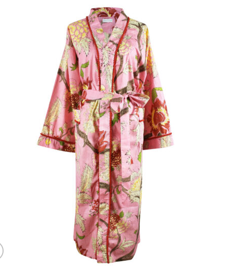 Robe - Pink,Cream & Burnt Orange Botanical Print