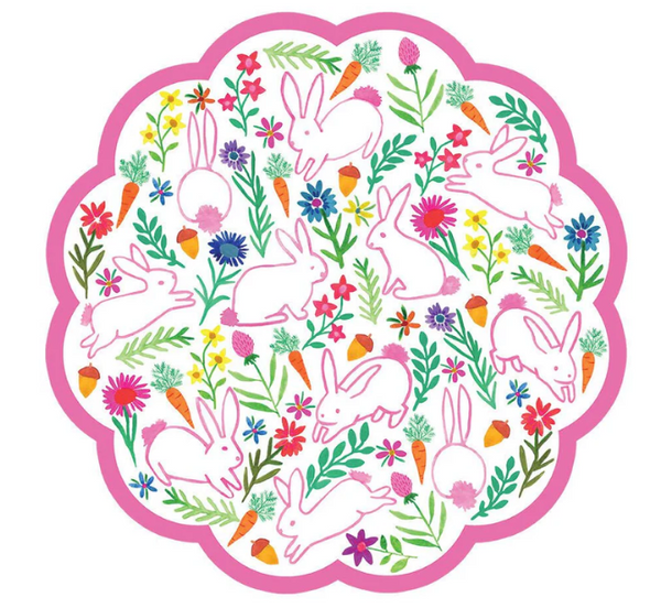 Placemats - Bunny Garden Scalloped Paper Placemats | Set of 24