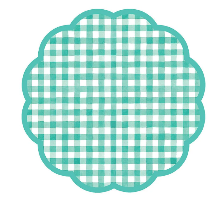 Placemats - Gingham Scalloped Paper Placemats - Set of 24