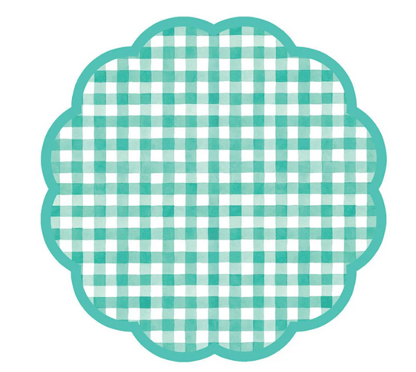 Placemats - Gingham Scalloped Paper Placemats - Set of 24