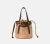 Purse - Amber Bucket Rafia/Leather - Chocolate