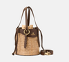Purse - Amber Bucket Rafia/Leather - Chocolate