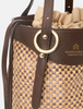 Purse - Amber Bucket Rafia/Leather - Chocolate