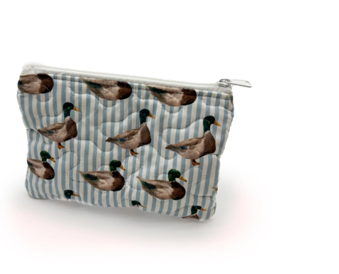 Travel Bag - Mallory Ducks Blue Quilted Small or Large Makeup Bag