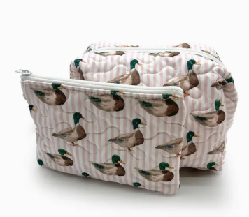 Travel Bag - Mallory Ducks Pink Quilted Small or Large Makeup Bag