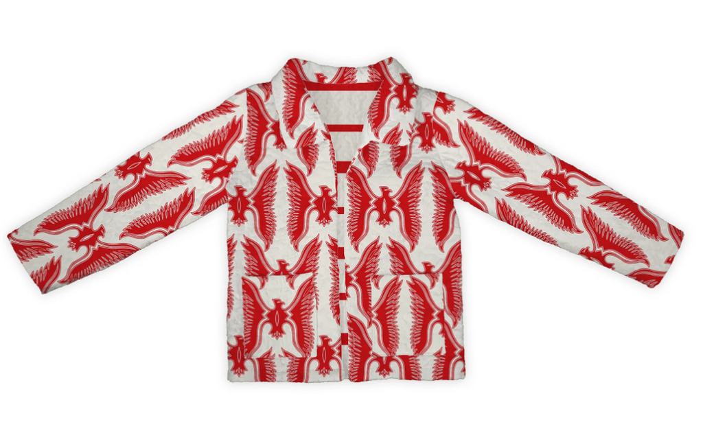 Jacket - Chase Firebird Red/Linen Quilted Snap Jacket
