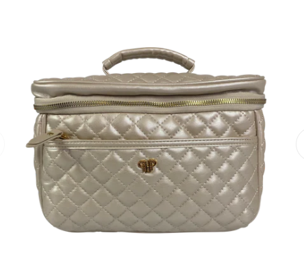 Travel Bag -  Classic Train Case - Pearl Quilted