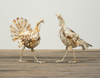 Set of 2 White Metal Turkeys