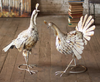 Set of 2 White Metal Turkeys