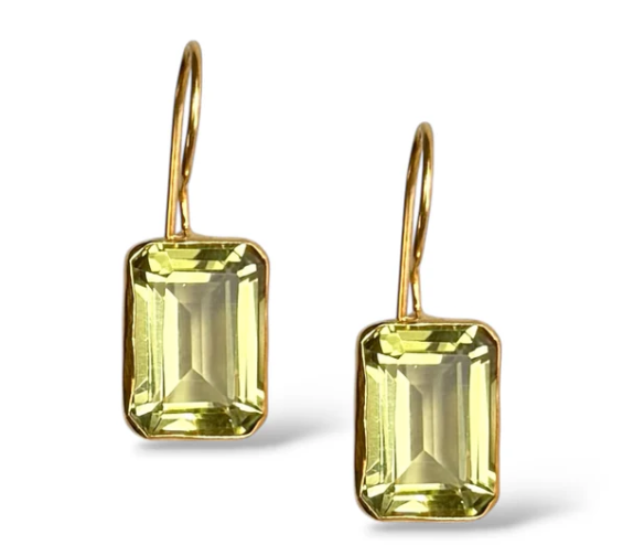 Dina Mackney - Lemon Citrine Emerald Cut Earrings