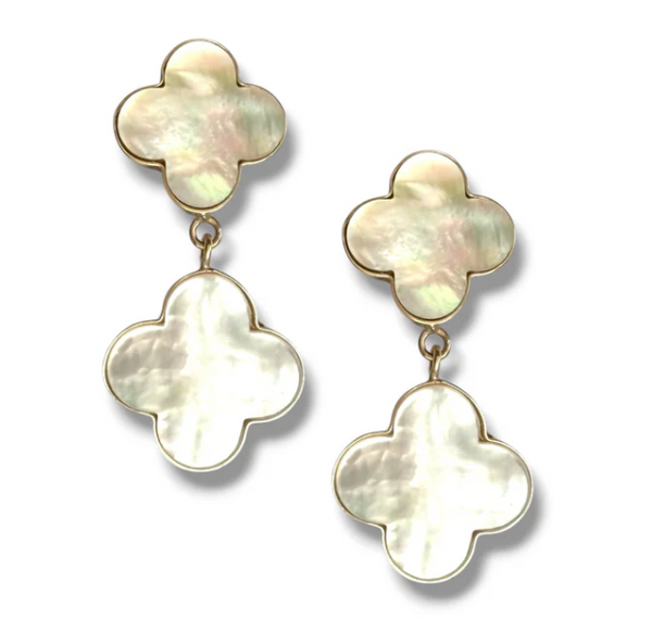 Dina Mackney - Double Pearl Clover Earrings