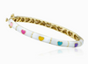 Bracelet - White Enamel With Multi Colored Hearts