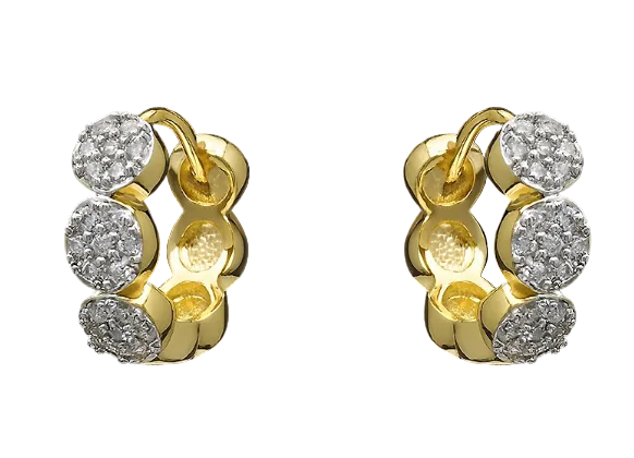 Earrings - Gold Pave Flower Huggie