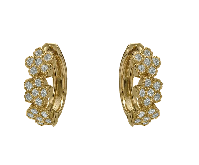 Earring -  Pave Flower Huggie