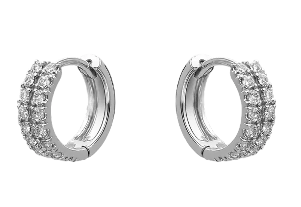 Earrings - Pave Rows Huggie