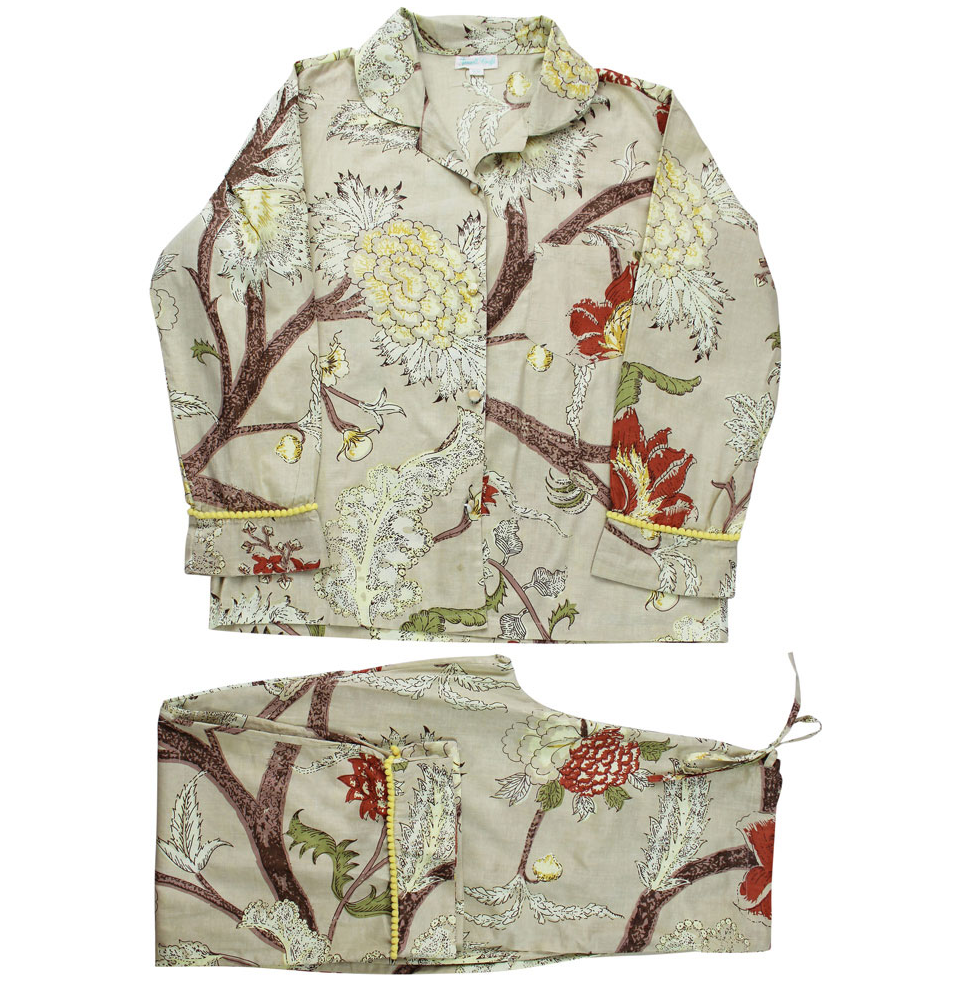 Pajamas - Beige, Oliver, Burnt Orange Botanical Print