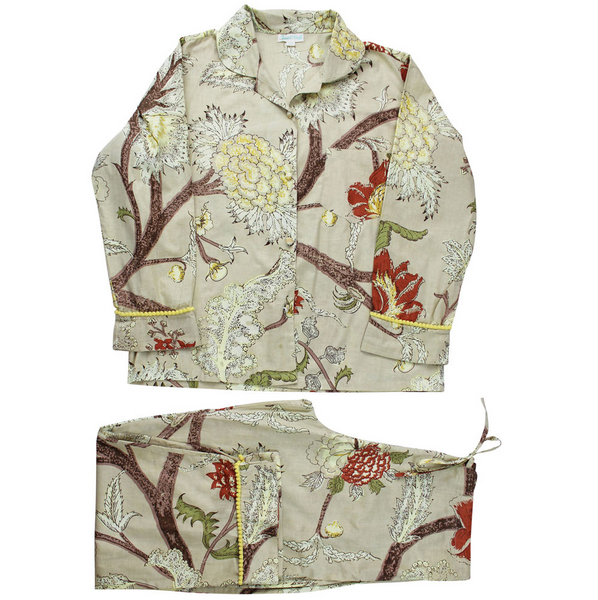 Pajamas - Beige, Oliver, Burnt Orange Botanical Print