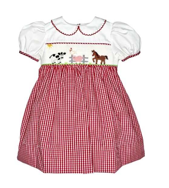 Farm Animal Dress w/Hand Picture Smocking