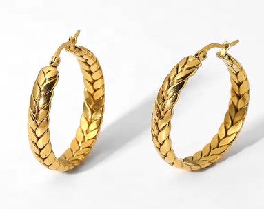 Earrings - Wheat Hoops in Gold