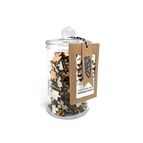 Puzzle - Wooden Puzzle: Butterflies + Moths in Glass  Jar