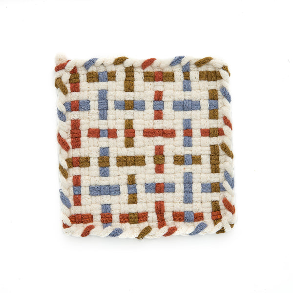 Handwoven Handmade Potholders - Summer Collection in White, Spice, Ochre, Hydrangea