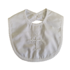 Bib - Embroidered Cross Christening Bib with Scallop Edge