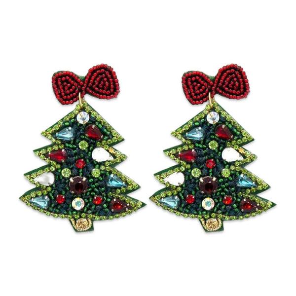 Earrings - Green Crystal Christmas Tree Earring