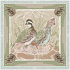 Scarf - Pink Quail Pair - Double-Sided Silk Scarf: 25x25