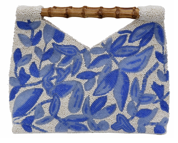 Purse - Ink leaves Cut-Out bamboo Handle Bag