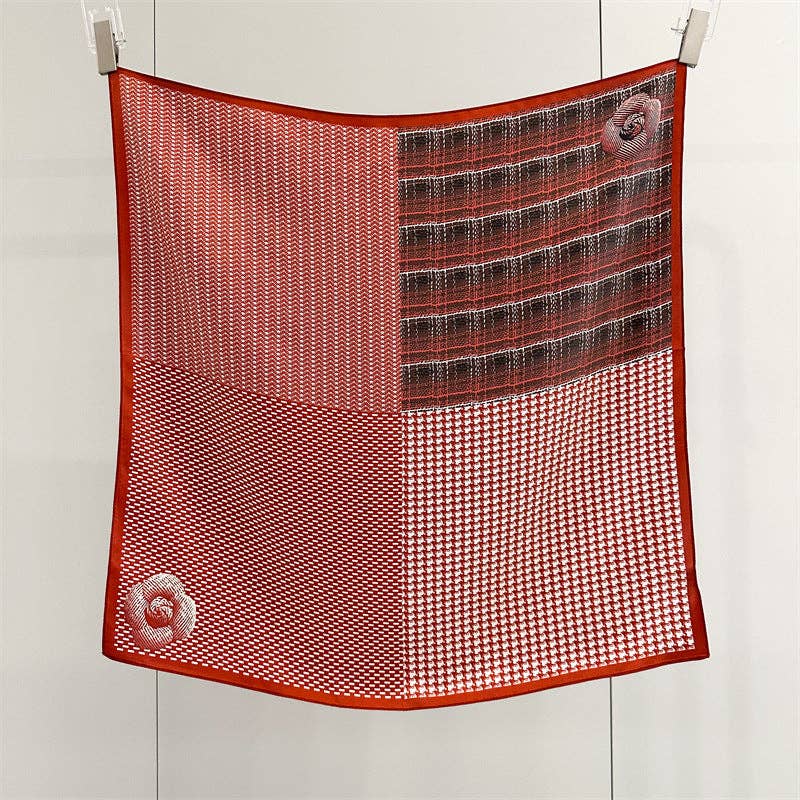 Scarves - Mulberry Silk Scarf – Plaid, Houndstooth & Rose Print