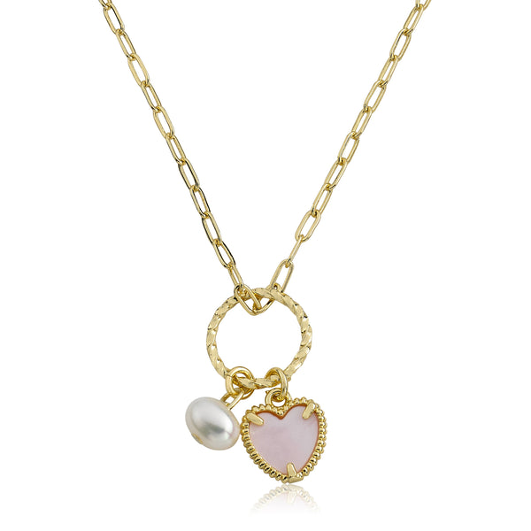 Necklace - Mother Of Pearl Pink Heart Necklace