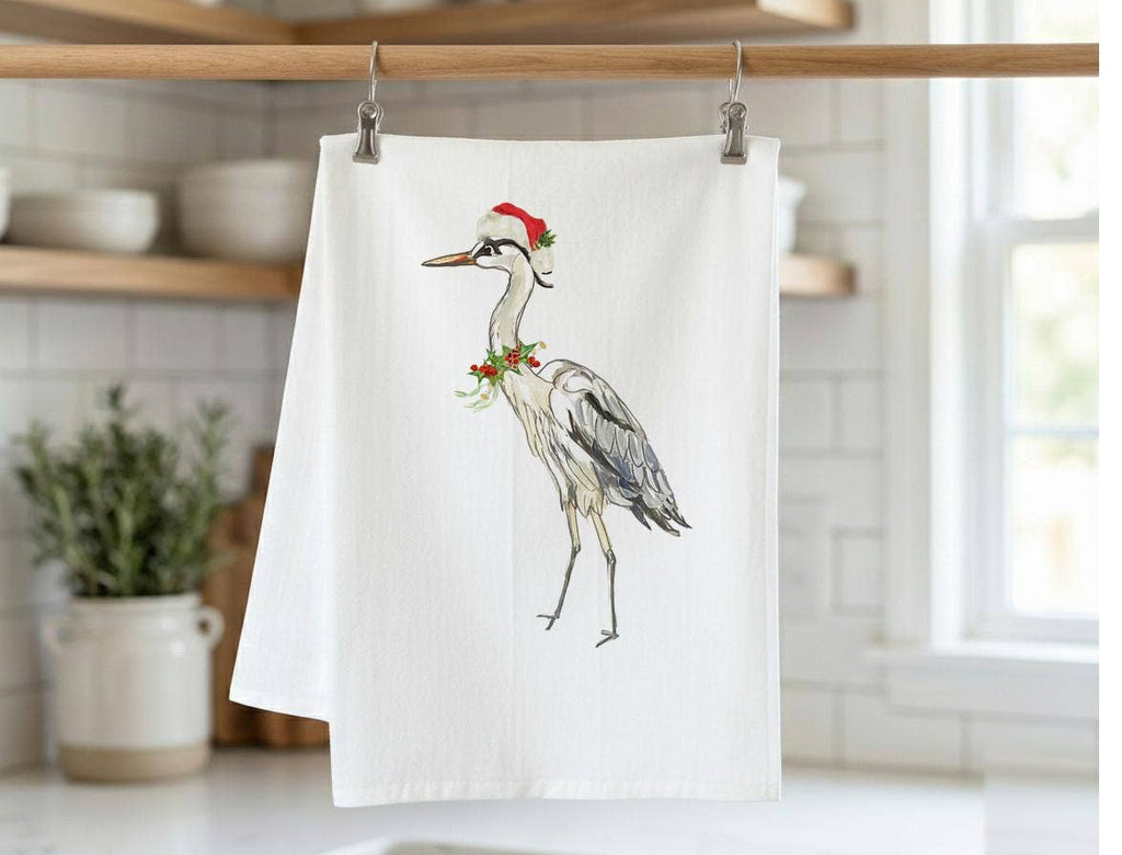 Hand Towel - Holiday Heron Flour Sack Towel