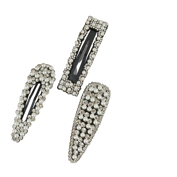 Hair Accessories - Vintage Pearl Rhinestone Snap Hair Clip - 3 Styles