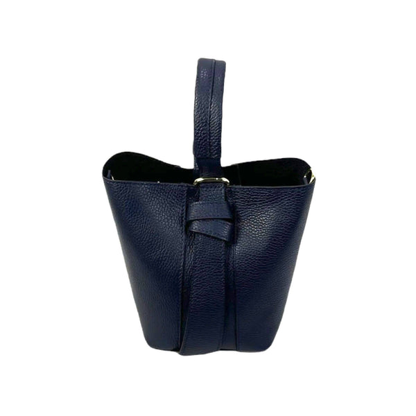 Purse - Leather Tote Handbag with Changing Bag in Navy