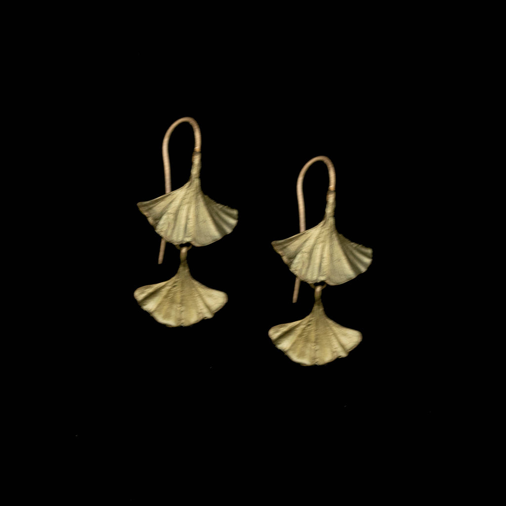 Earrings - Ginkgo Double Drop Wire Earrings