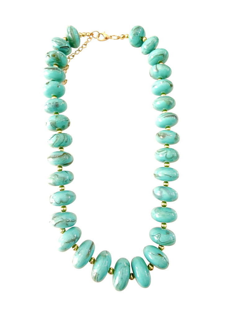 Necklace - Holly Chunky Beaded Necklace- Turquoise