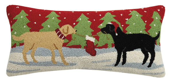 Pillow - Playful Christmas Dogs Hook Pillow